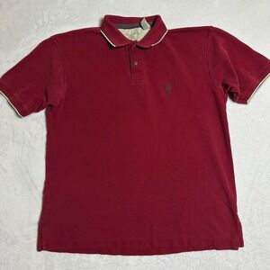 Vintage Bugle Boy Polo Shirt Men's Medium Maroon Burgundy 90s Crest Logo Retro